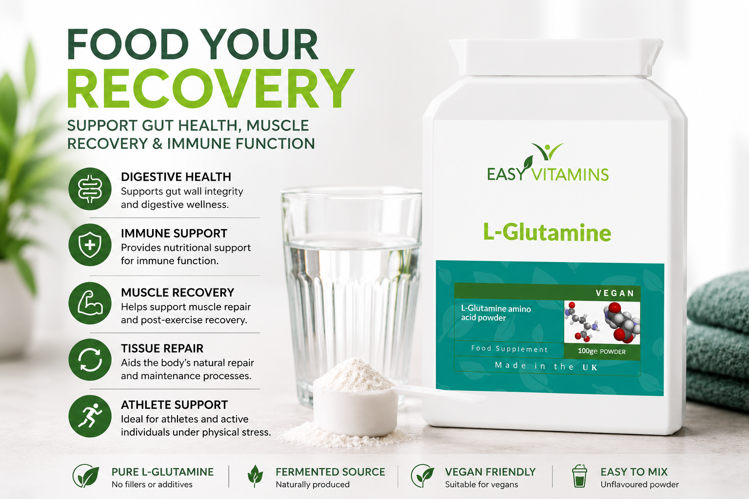 Easy Vitamins L-Glutamine Powder 100g