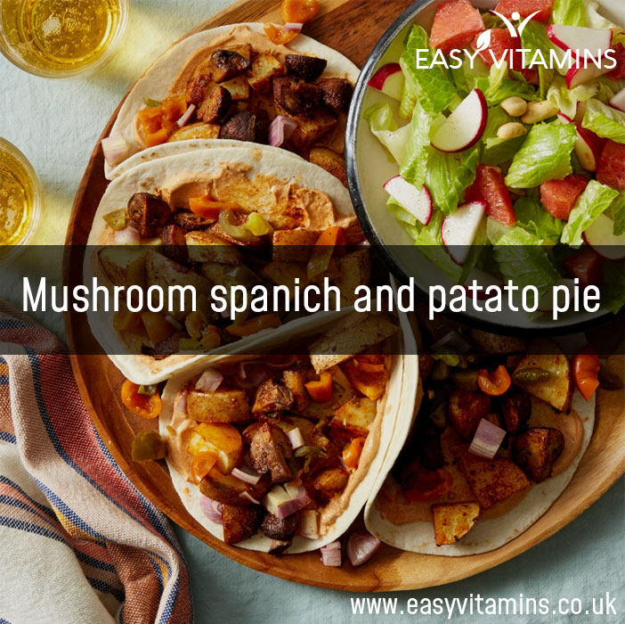 Mushroom, spinach & potato pie